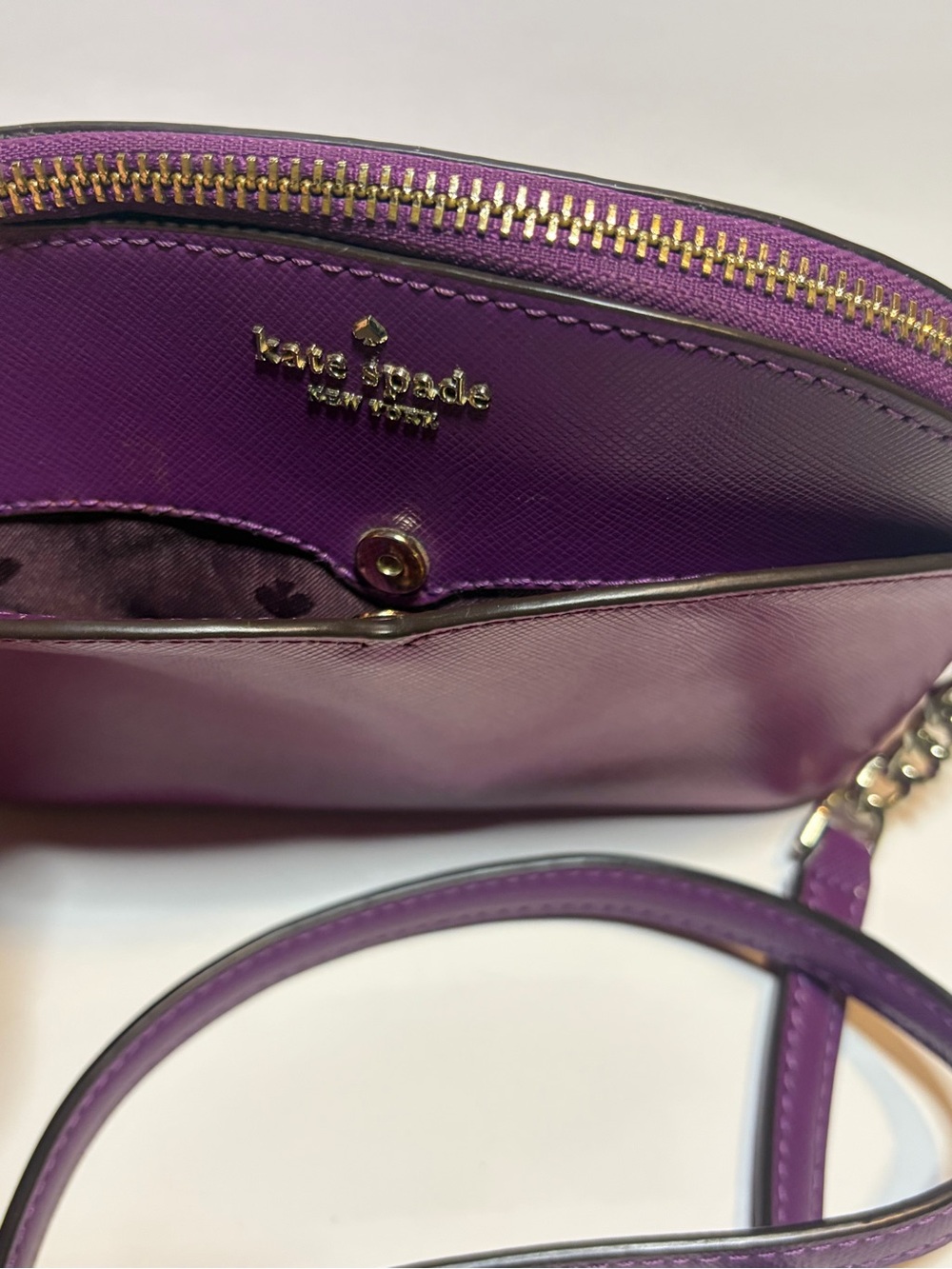 Kate Spade Small Payton Domed Crossbody Pink Purple Colorblock Saffiano LIKE NEW - Picture 11 of 15